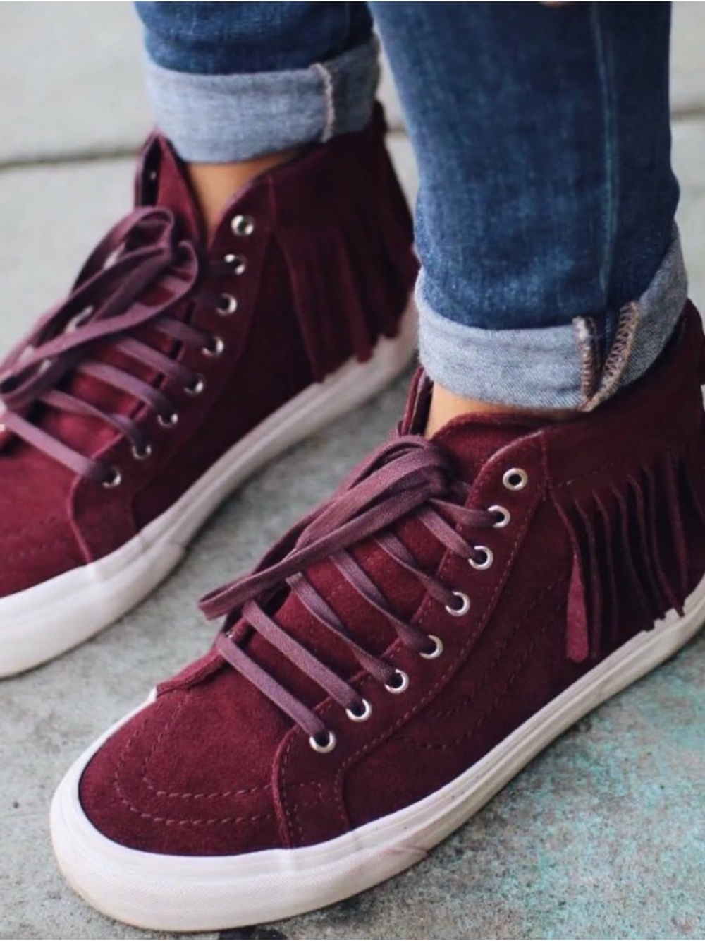 Maroon High-Top Canvas Sneakers